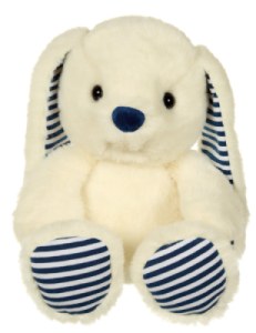 Peluche Lapin Blanc Rayé Bleu Les Marinières - 24 cm